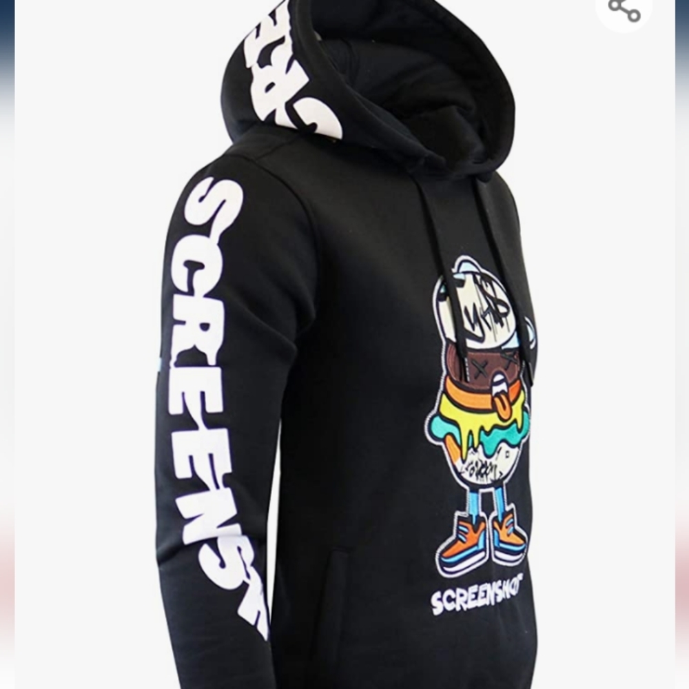 SCREENSHOT Mens Urban Hip Hop Premium Fleece Hoodie - Modern Pullover NYC Street